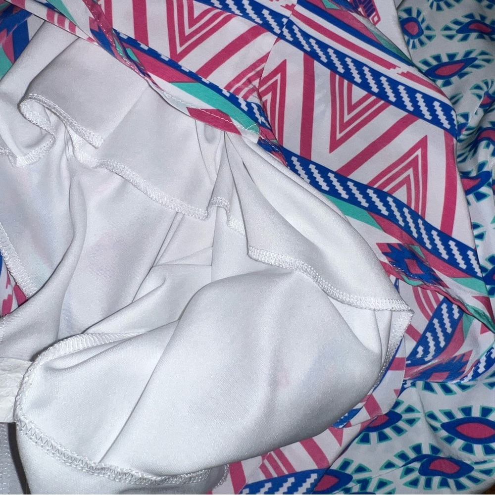 Peach Love California Boho White Colorful Geometric Tribal Print Dress Size M - Picture 10 of 10